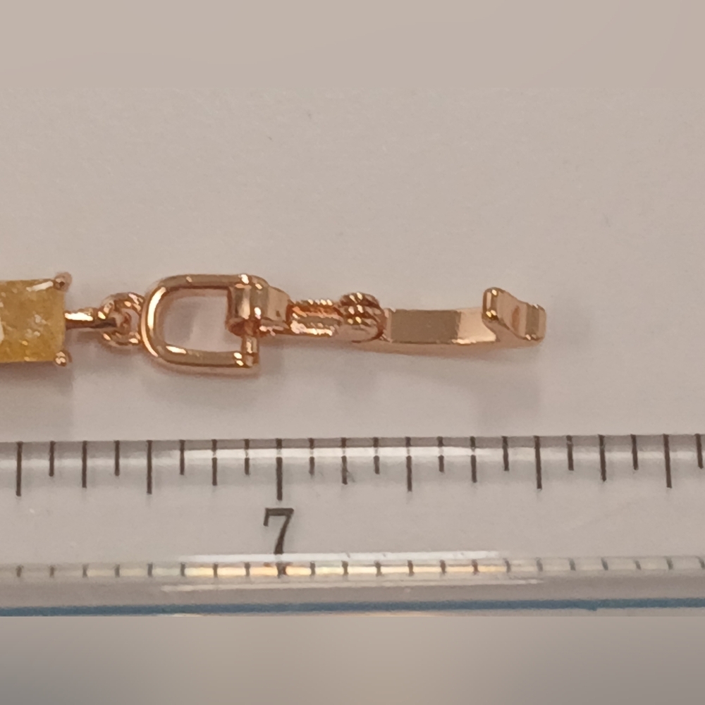 New 18k Yellow Goldplated Princess Cut Multicolor Candy Gemstone Bracelet 7" - Picture 5 of 6